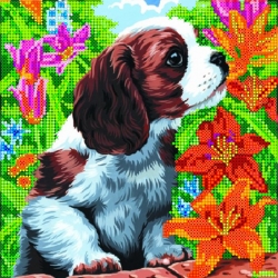 Схема для вышивания бисером АБРИС АРТ "Щенок"